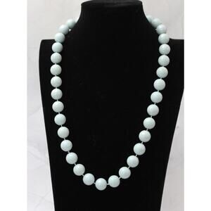 Solid Turquoise Colored Hard Plastic Vintage Bead Necklace N69